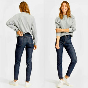 Everlane 28 Ankle Skinny Cropped Jeans Dark Blue Wash Mid Rise Stretch